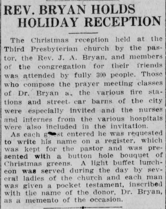 Rev. Bryan Holds Holiday Reception